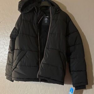 Members Mark Boys Black Hooded Puffer Jacket
